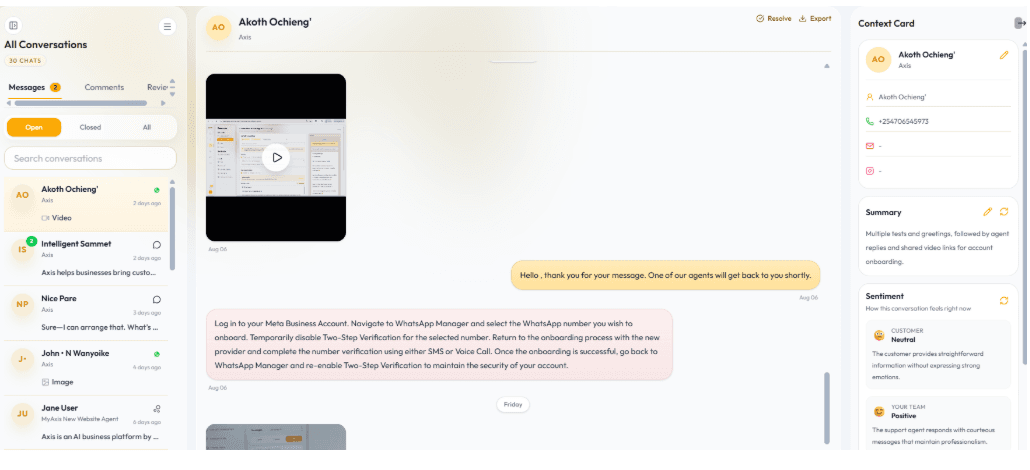 Conversations — view and manage incoming customer messages in one place. (edited)