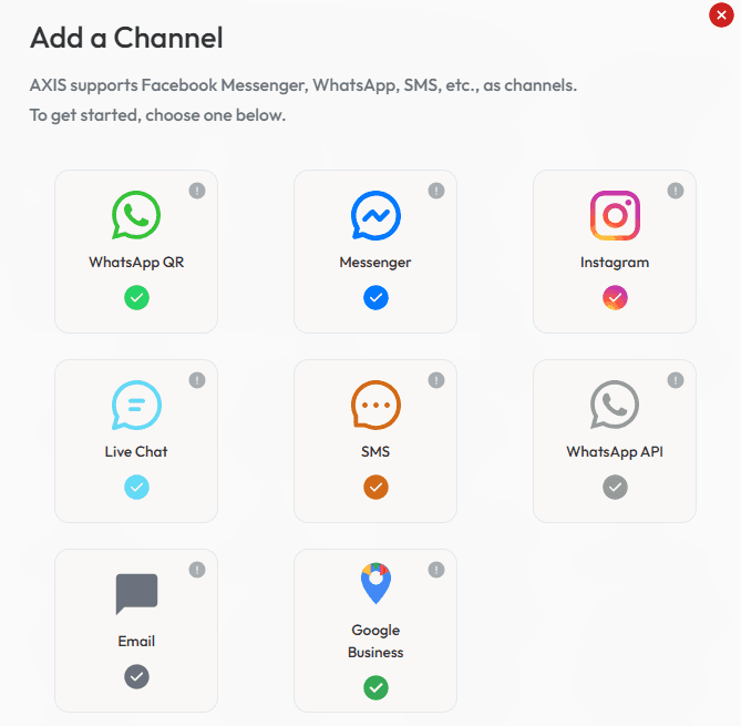 Channels section — add and manage your connected channels.
