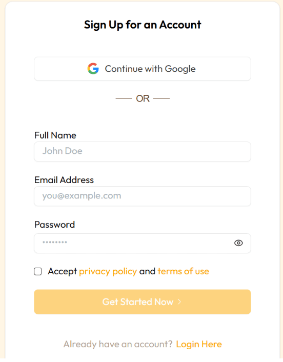Sign up for Axis Engage to create your account.